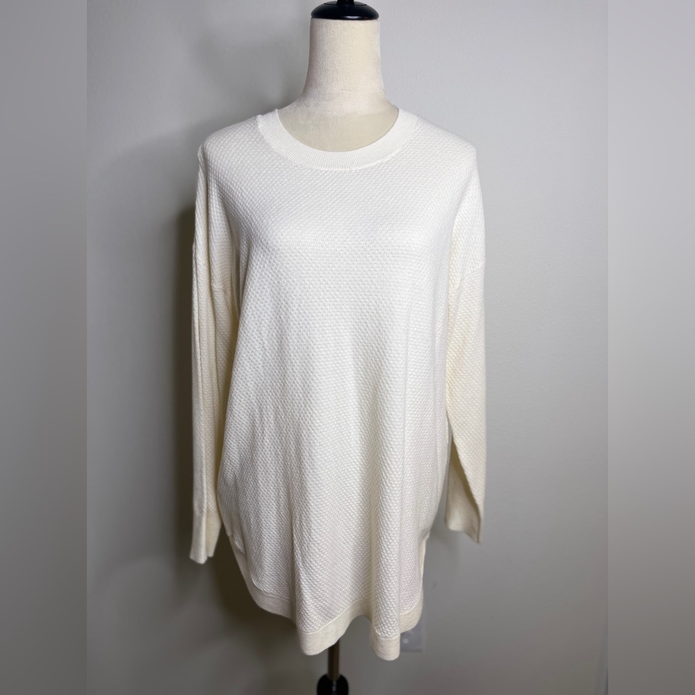 LOFT 🌟excellent condition🌟 waffle soft crew neck long sweater in cream